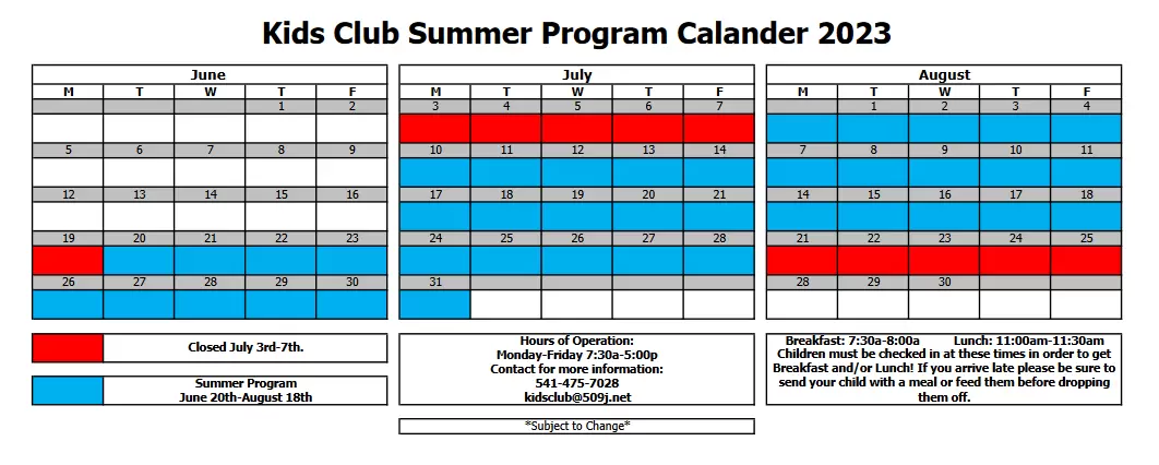 Calendar & Events | Jefferson County Kids Club