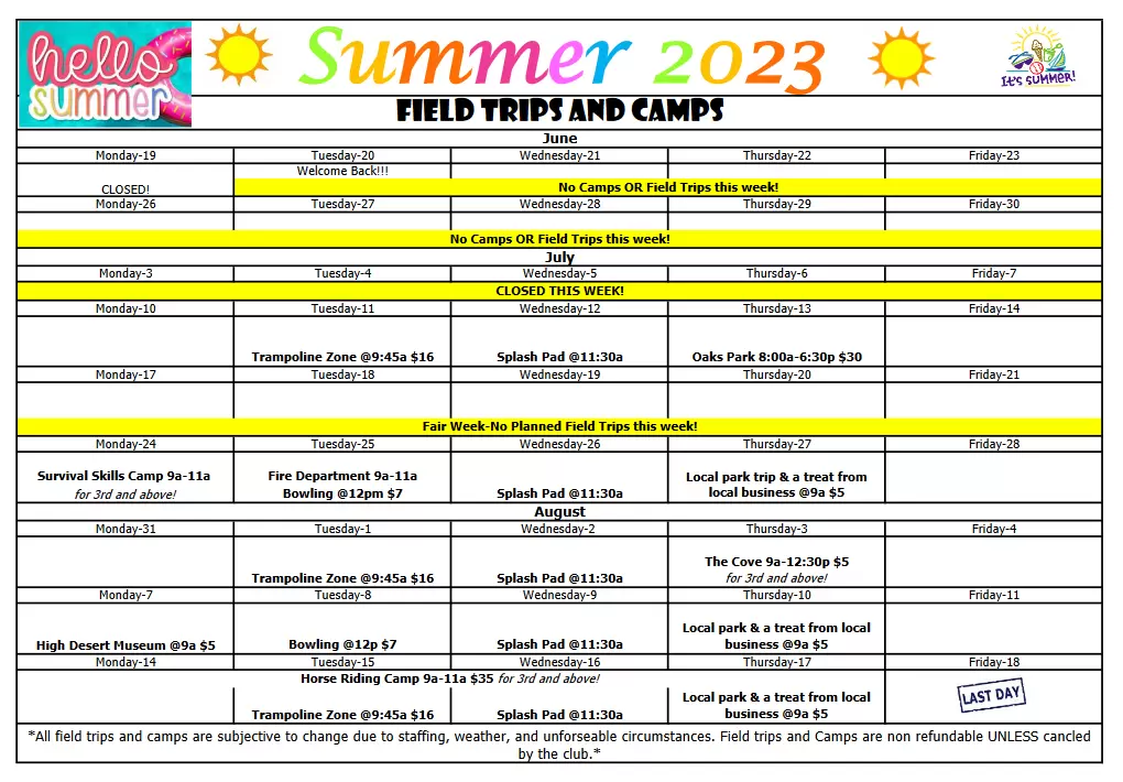 Calendar & Events | Jefferson County Kids Club